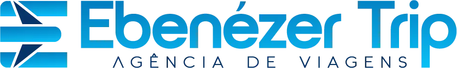 Logo da Ebenézer Trip com símbolo de avião e letra E estilizada